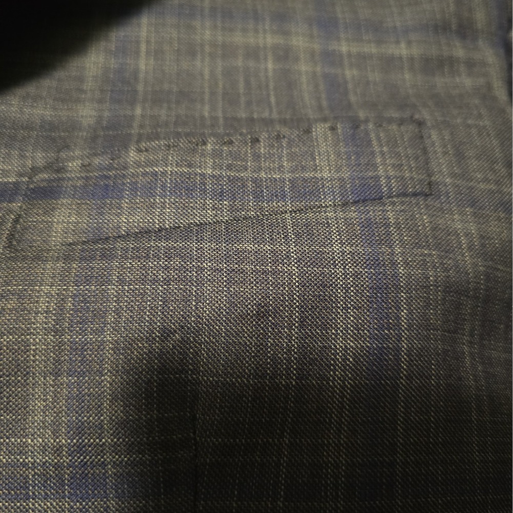 Emporio Armani G-Line Blazer Jacket Blue Plaid Wool Silk Mens 58R Sportcoat - Picture 5 of 14
